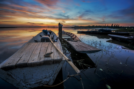 Reservoir huai saneng very popular tourist attraction in the province of Surin, Long exposure...