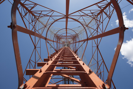 Communication tower on the blue skyの写真素材