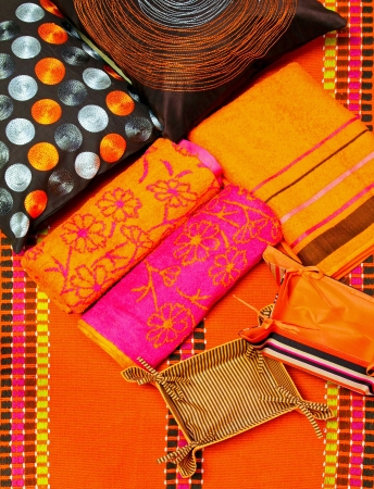 Interesting artistic background with colorful interior accessoriesの写真素材