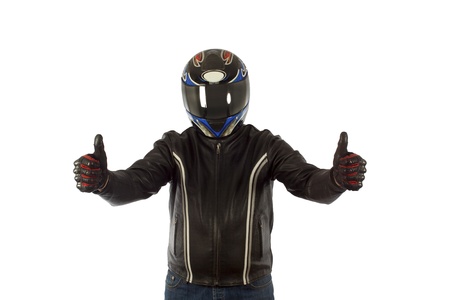 Biker with helmetの写真素材
