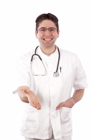 Doctor smiling and greetingの写真素材