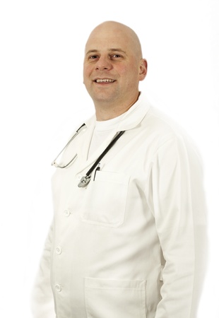 Doctor posing with stethoscope の写真素材