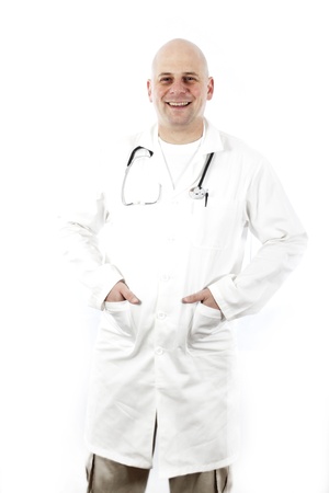Doctor posing with stethoscopeの写真素材