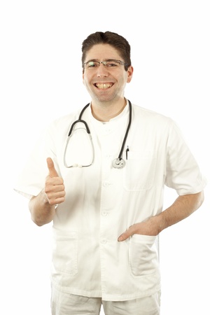 Doctor posing with a stethoscopeの写真素材