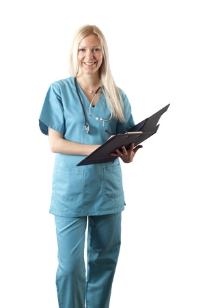 Pretty young female surgeon posing in uniformの写真素材