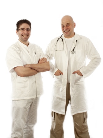 Two doctors posing and smilingの写真素材