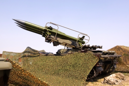 Surface to air combat missiles aimed at the skyのeditorial素材