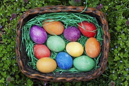 Beautifully decorated Easter eggsの写真素材