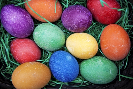 Beautifully decorated Easter eggsの写真素材