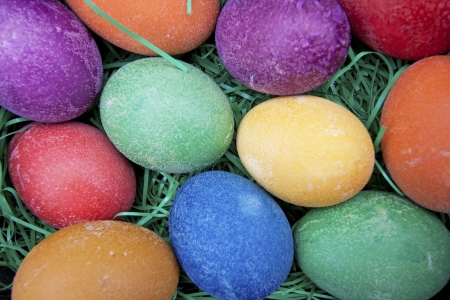 Beautifully decorated Easter eggsの写真素材
