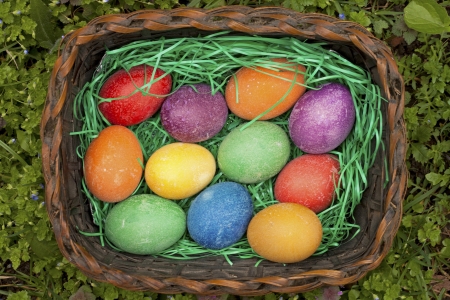 Beautifully decorated Easter eggsの写真素材