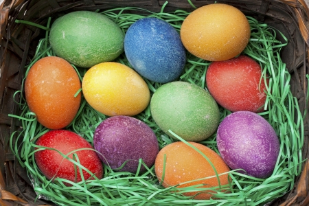 Beautifully decorated Easter eggsの写真素材