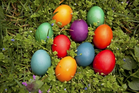 Beautifully decorated Easter eggsの写真素材