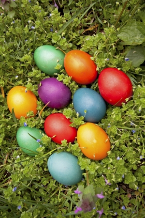 Beautifully decorated Easter eggsの写真素材