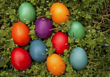 Beautifully decorated Easter eggsの写真素材