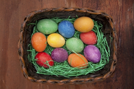 Beautifully decorated Easter eggsの写真素材