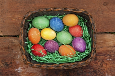 Beautifully decorated Easter eggsの写真素材