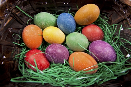 Beautifully decorated Easter eggsの写真素材