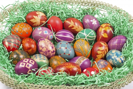 Beautifully decorated Easter eggsの写真素材