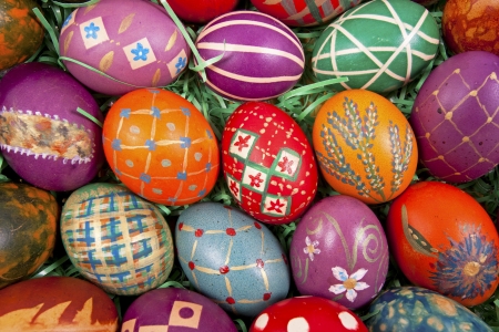 Beautifully decorated Easter eggsの写真素材