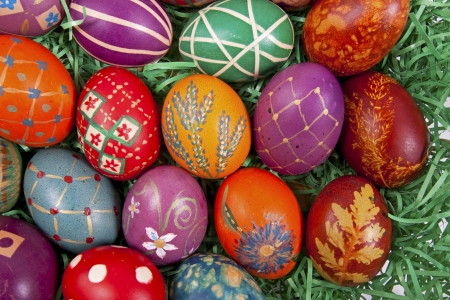 Beautifully decorated Easter eggsの写真素材