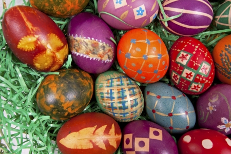 Beautifully decorated Easter eggsの写真素材