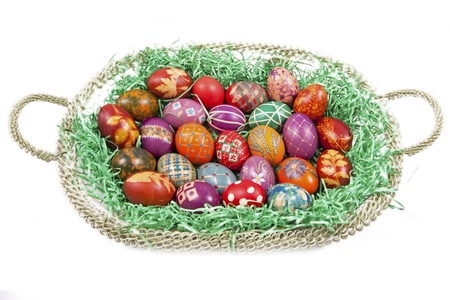 Beautifully decorated Easter eggsの写真素材