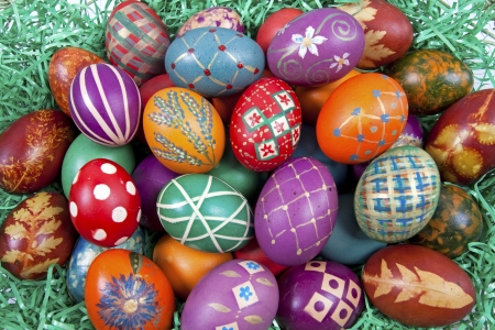 Beautifully decorated Easter eggsの写真素材
