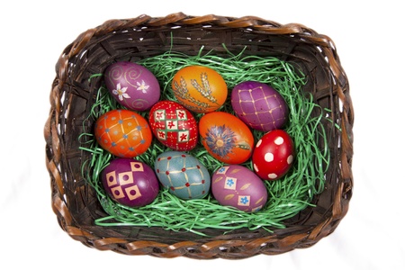 Beautifully decorated Easter eggsの写真素材