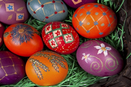 Beautifully decorated Easter eggsの写真素材