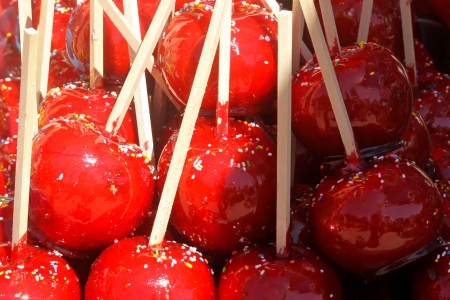 Delicious red candy applesの写真素材