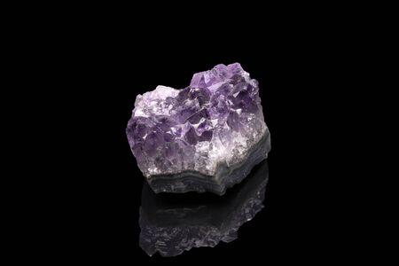 Amethyst gemstone Crystal Druse macro quartz mineral close up. Stone part of amethyst rockの写真素材