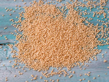 Amaranth grain seeds close up pattern background high angle view selective focusの写真素材