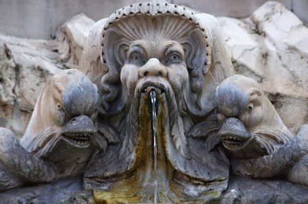 Fountain in front of Pantheon, Rome / Italyの写真素材