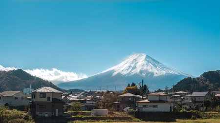 Mt. Fuji view from the countryside in Japanの写真素材
