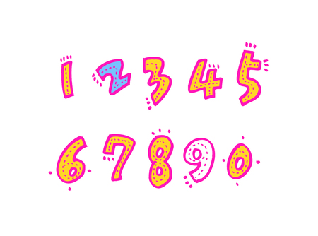 Vector fonts, Handwritten calligraphy with  numbers.のイラスト素材