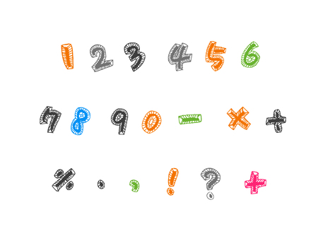 Vector fonts, Handwritten calligraphy with symbols and numbers.のイラスト素材