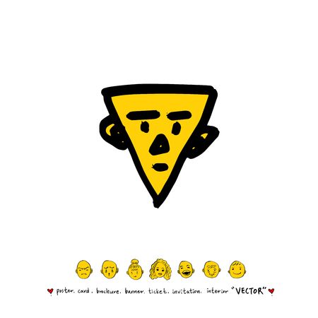 Character expression, hand drawn face illustrations - vectorのイラスト素材