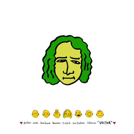 Character expression, hand drawn face illustrations - vectorのイラスト素材