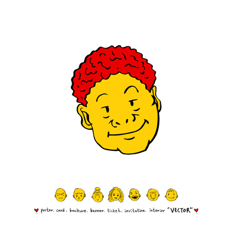 Character expression, hand drawn face illustrations - vectorのイラスト素材