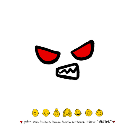 Character expression, hand drawn face illustrations - vectorのイラスト素材