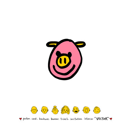 Character expression, hand drawn face illustrations - vectorのイラスト素材