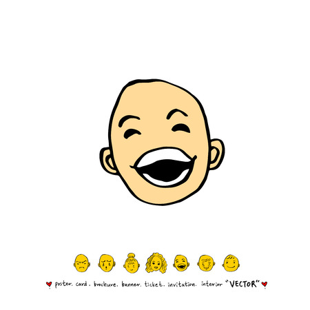 Character expression, hand drawn face vector illustration.のイラスト素材