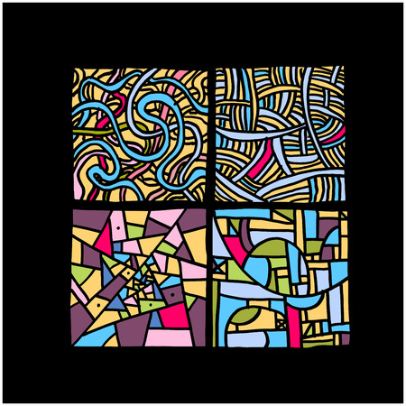 zen tangle pattern / Hand drawn mosaic illustrations - vectorのイラスト素材