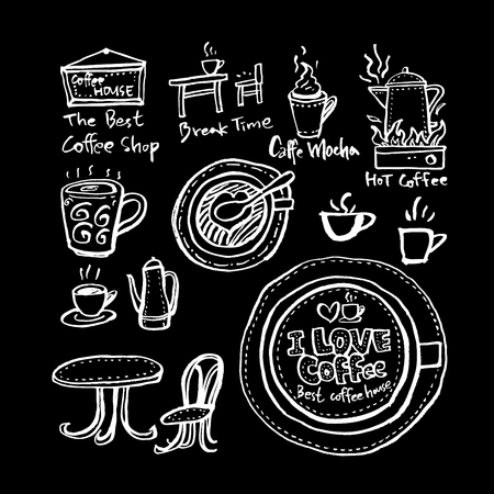Cafe poster / Sketchy coffee illustration - vectorのイラスト素材