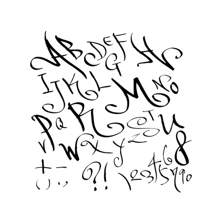 Vector fonts. Handwritten calligraphyのイラスト素材