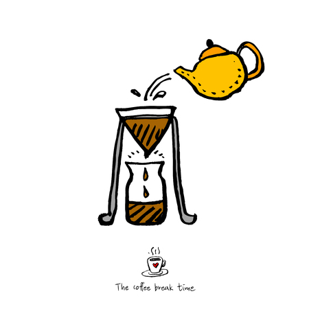 Cafe poster or sketchy coffee illustration vector.のイラスト素材