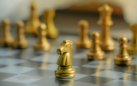 Chess photographed on a chessboardの写真素材