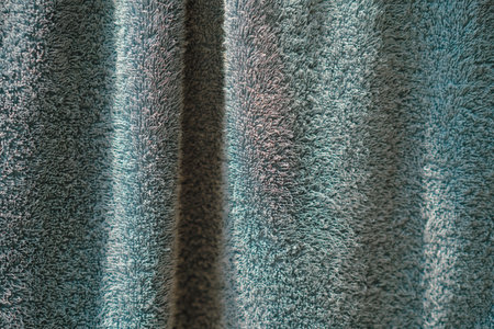 Close up of a blue towel texture. Textured background. Toned.の写真素材