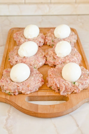 Preparing Scotch Eggsの写真素材